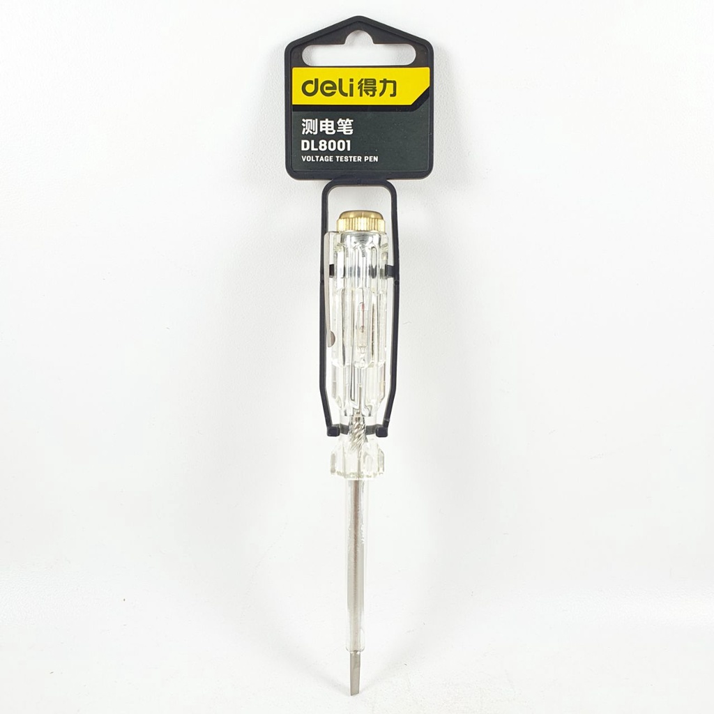 Obeng Testpen AC Deli DL8001 Tespen 100-500 Volt Panjang 14cm