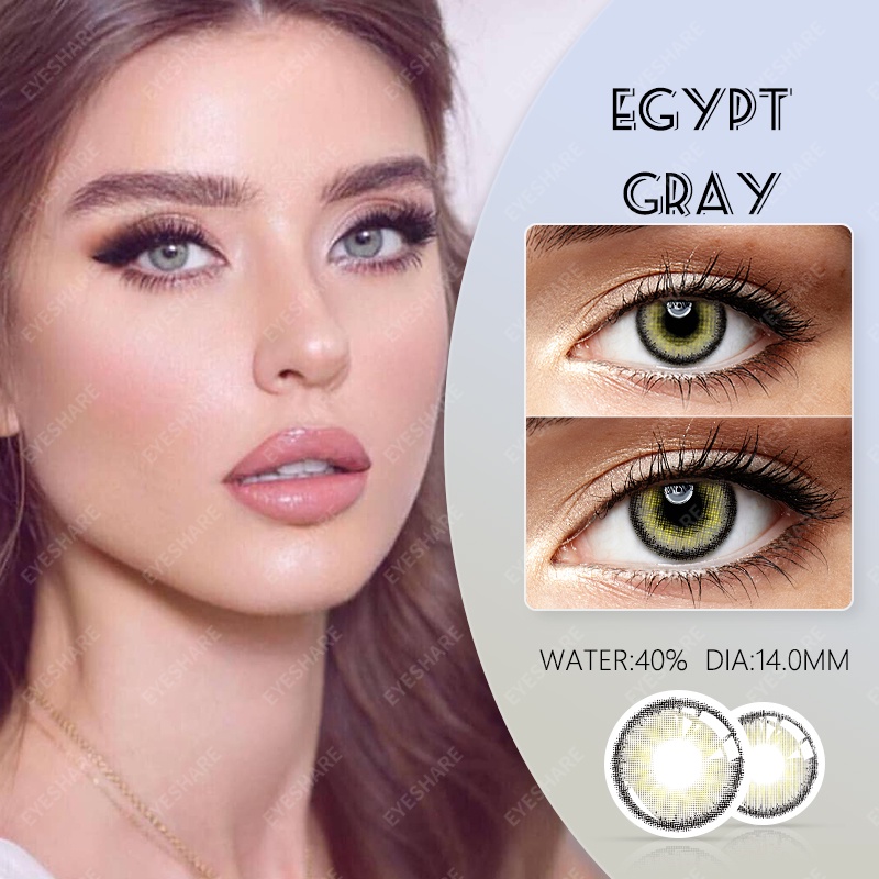 ready stock  (COD）Abu-abu softlens 1 pasang lensa kontak warna diameter 14.2 MM soflens soflen mata korea soplen murah soflen model terbaru 2023