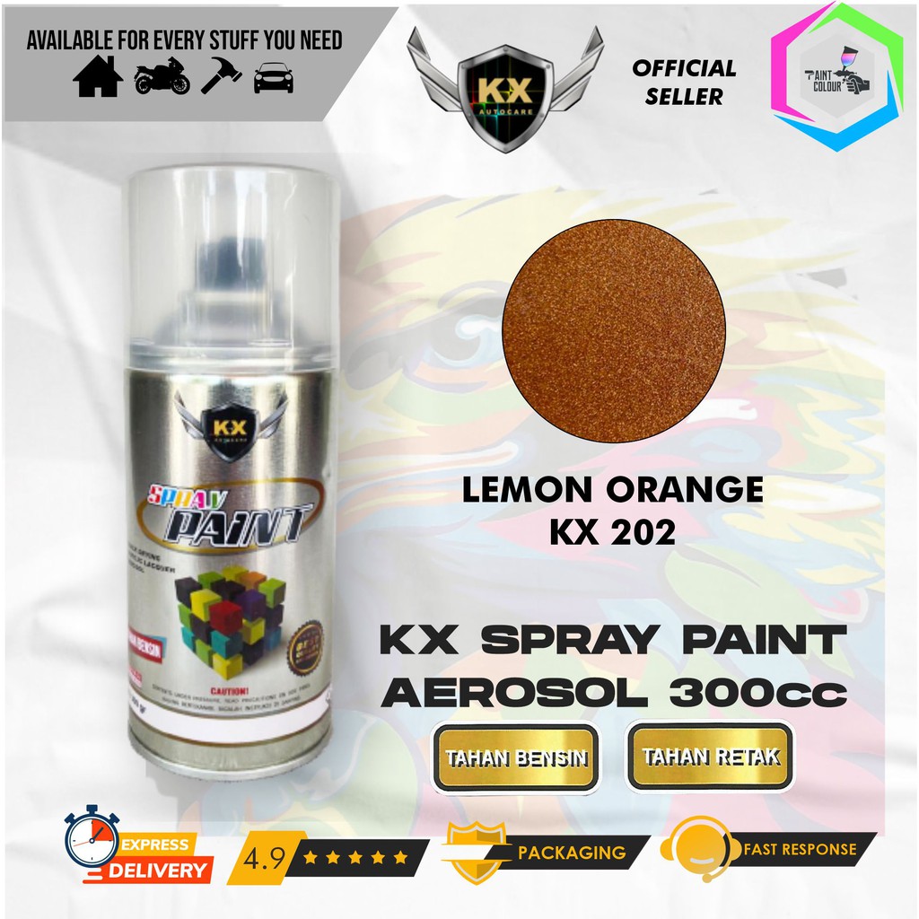 Cat Semprot Aerosol / Pylox KX Autocare Paint - KX 202 LEMON ORANGE