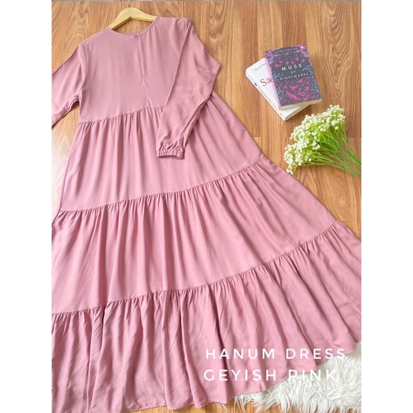 Hanum dress premium / dress polos / dress busui / gamis busui / dress rayon twill / dress hitam polos / BISACOD-GEYISH PINK