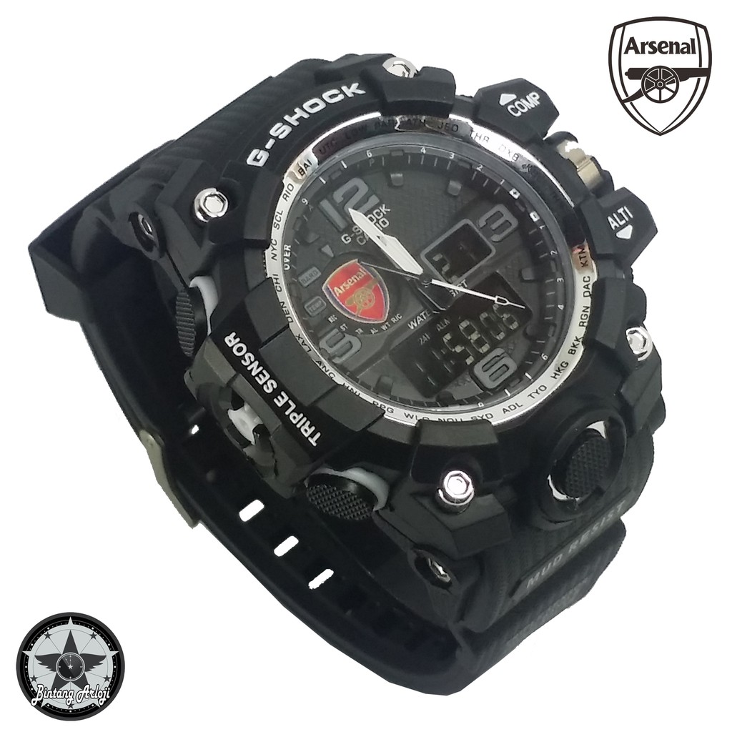 { EXCLUSIVE } JAM TANGAN ARSENAL DUAL TIME (LIST PUTIH)