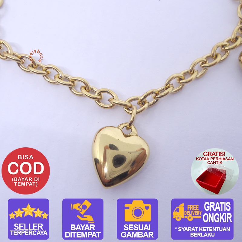 Lovelybutik Gelang Tangan Wanita Titanium Amira Gelang Titanium Model Love Bonus Kotak Perhiasan