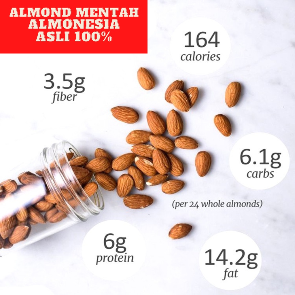 Almond Utuh - Almonesia Natural Whole Almond 22.68 Kg (50 Lbs)