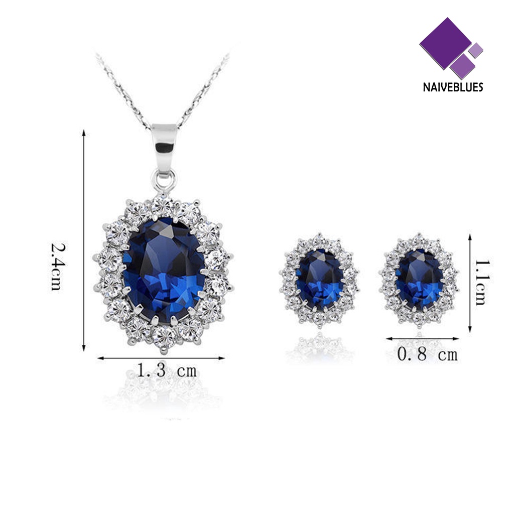 Set Perhiasan Kalung Sapphire Imitasi Untuk Harian