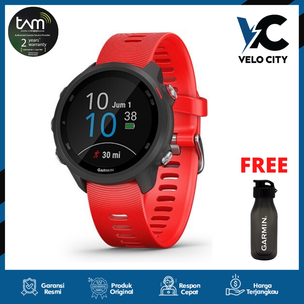 Garmin Forerunner 245 Music Lava Red - Tam 2 Tahun