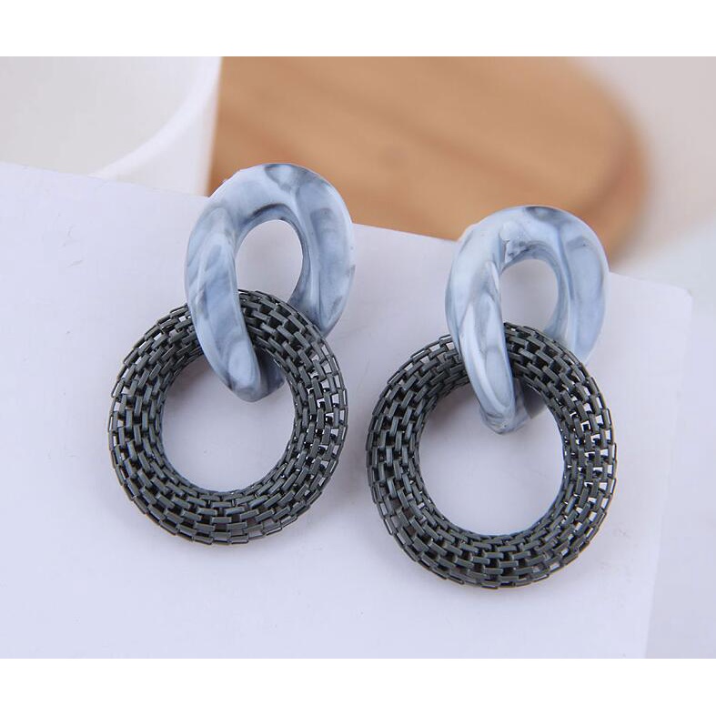 Eropa dan Amerika fashion berlebihan akrilik rantai anting-anting Korea serbaguna mesh anting-anting