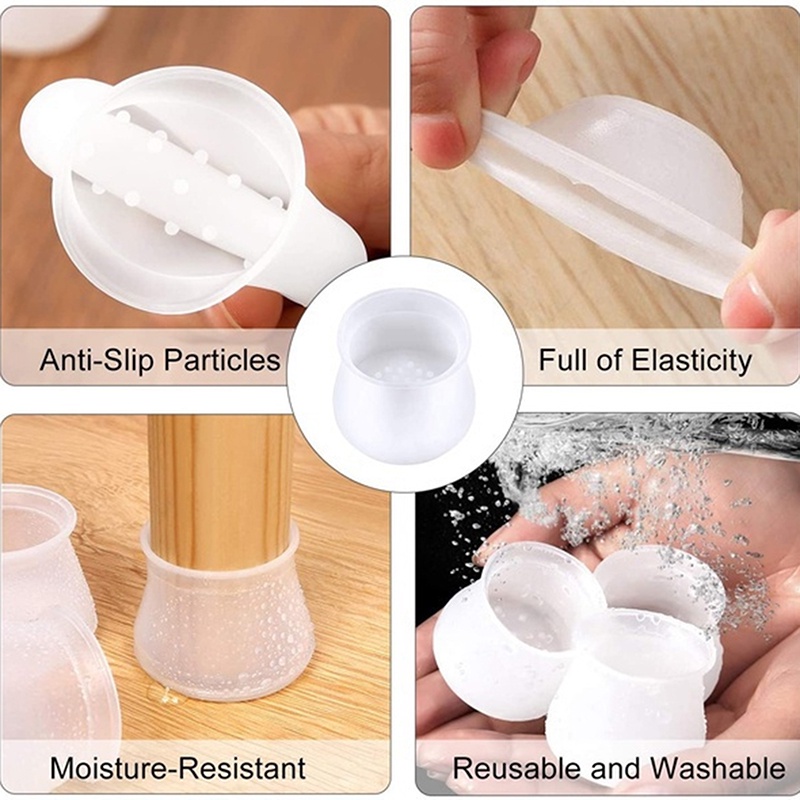 8pcs Pad Pelindung Kaki Kursi / Meja Bahan Karet Anti Slip