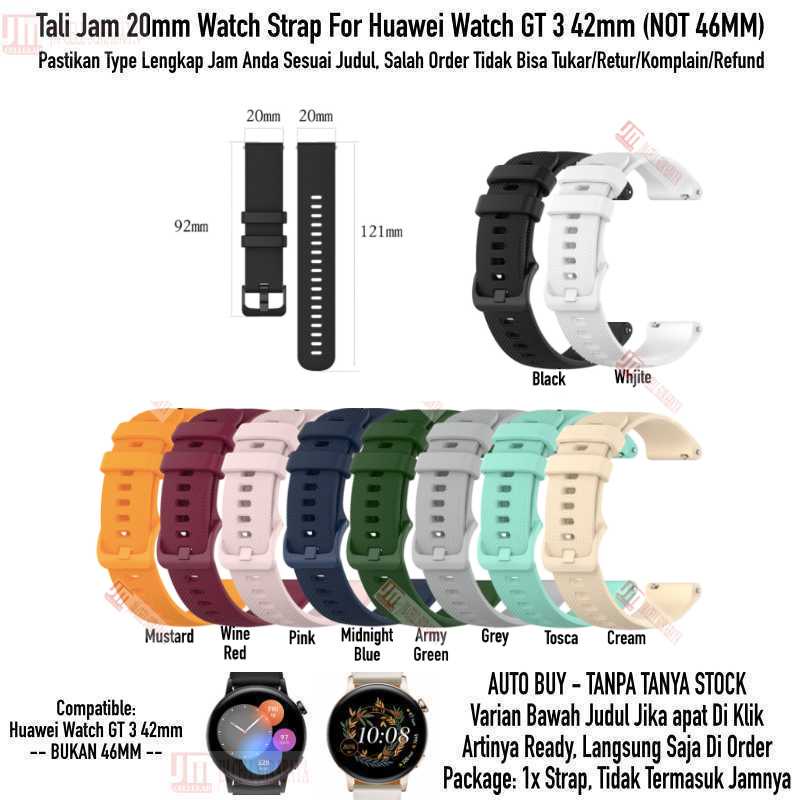 OYE Watch Strap Huawei Watch GT3 GT 3 42mm - Tali Jam Tangan 20mm Rubber Silikon Warna