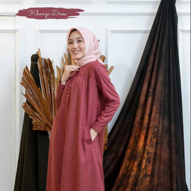 Baju gamis santai khanza dress gamis harian by koleksi balat