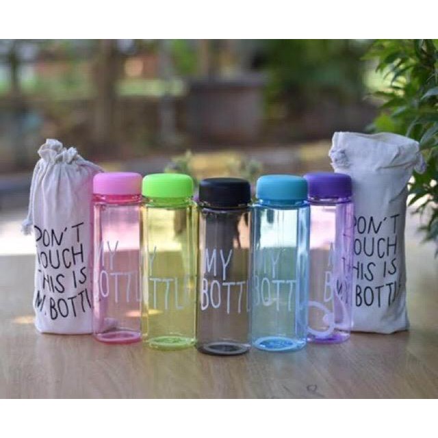 BOTOL MINUM MY BOTTLE WARNA BPA FREE BULAT 500ML ANTI PECAH + SARUNG PUTIH