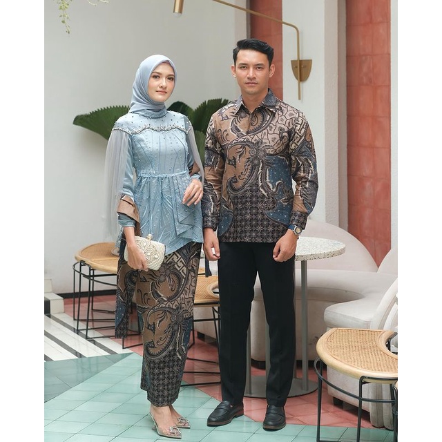 Vanilla Kebaya Couple Wisuda Modern Setelan Kebaya Brokat Batik Tunangan Lamaran Kondangan Terbaru Havis