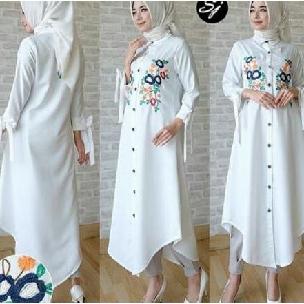 5bal dn long tunik pita flow - abu-abu ynl9