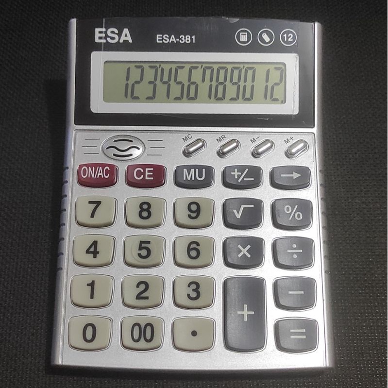 

Kalkulator Meja Dagang 12 Digit Baterai A3 / AAA ESA-381 Original