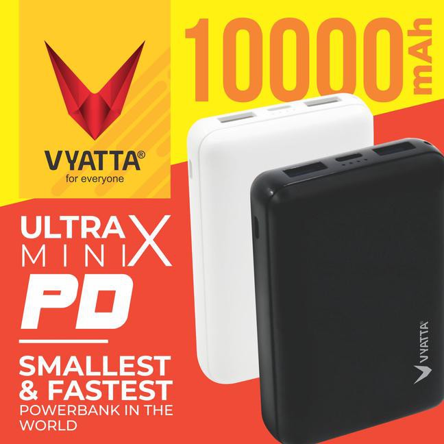 VYATTA ULTRA MINI X PD 10000 mAh Power Bank - QC 3.0 + Power Delivery - Black termurah 