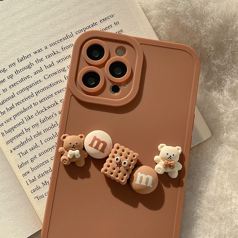 Soft Case Silikon Desain Cookie Bear 3D Untuk Iphone 13 12 Mini 11 Pro Max X Xs Xr 8 7 Plus Se