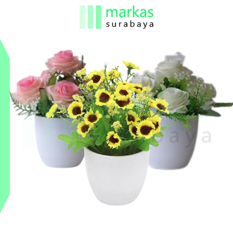 MARKAS PT23 Pot Tanaman Hias Bunga Hias Plastik Ornamen Pot Bongsai Artificial Flower Decoration