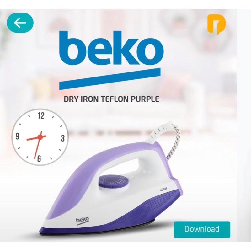 Jual Dry Iron Teflon Purple Beko Setrika Mudah Menjangkau Hingga Ke ...