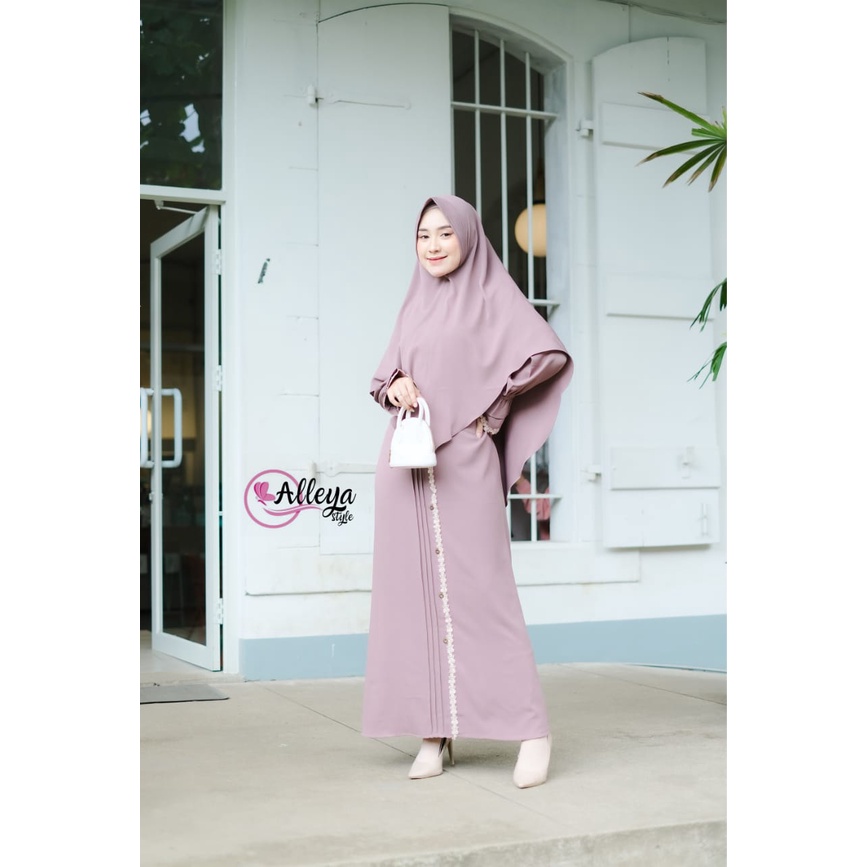 GAMIS NAURA syari set Khimar ORI JR terbaru size standar jumbo wanita Itycrepe Premium Original past