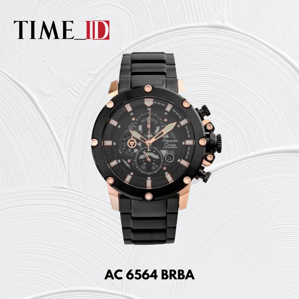 Jam Tangan Alexandre Christie 6564 BLACK ROSEGOLD Pria