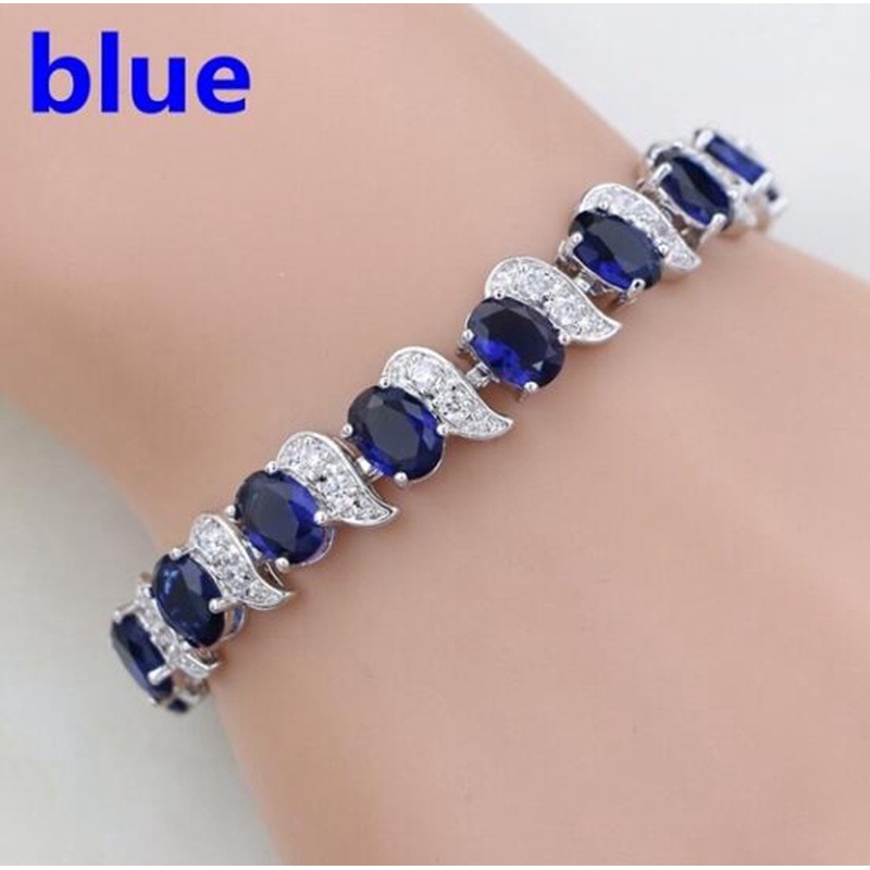 Gelang Rantai Silver dengan Topaz Silver Bulat untuk Wanita