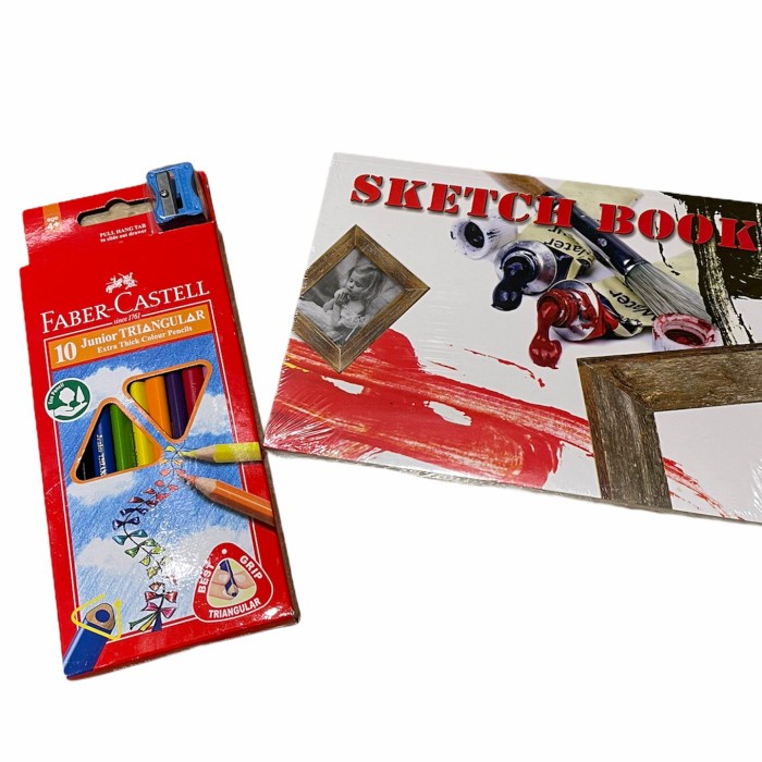 

Aman Faber Castell 10 Junior Triangular Colour Pencils Plus Sketch Book Gilaa!!!
