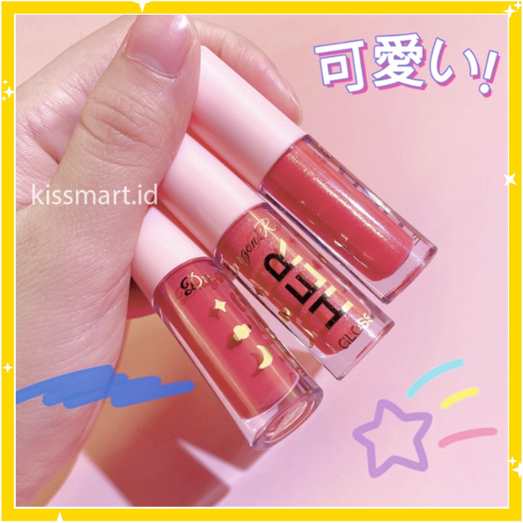 HER Lipstik Glitter Lip Glow Liquid Cair 8 Warna Waterproof Dragon Ranee Lipstick XX035