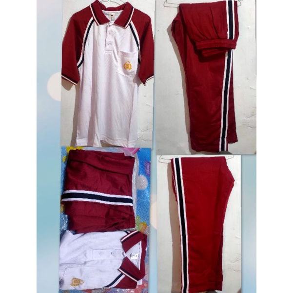 training baju olahraga  polri merah putih