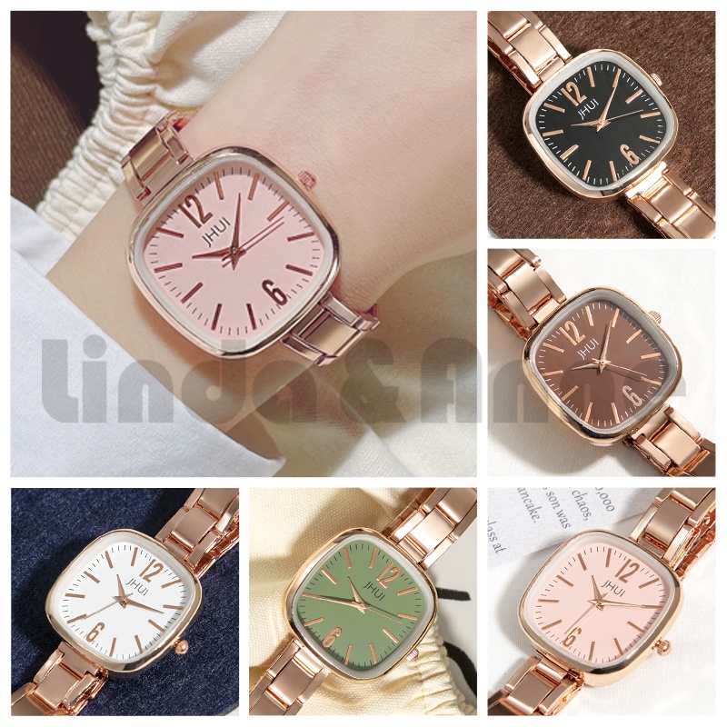 Jam Tangan Analog Wanita Strap Stainless Steel Gaya Elegan Korean Fashion