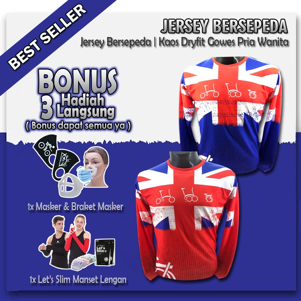 Jersey Kaos Sepeda Lipat Dry Fit Lengan Panjang Pria Wanita