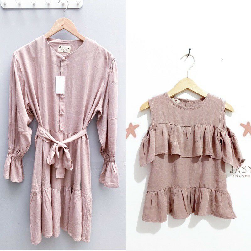 Baju couple ibu dan anak by jasy kids - Tunik dewasa dress anak murah lucu Rayon Crinkle