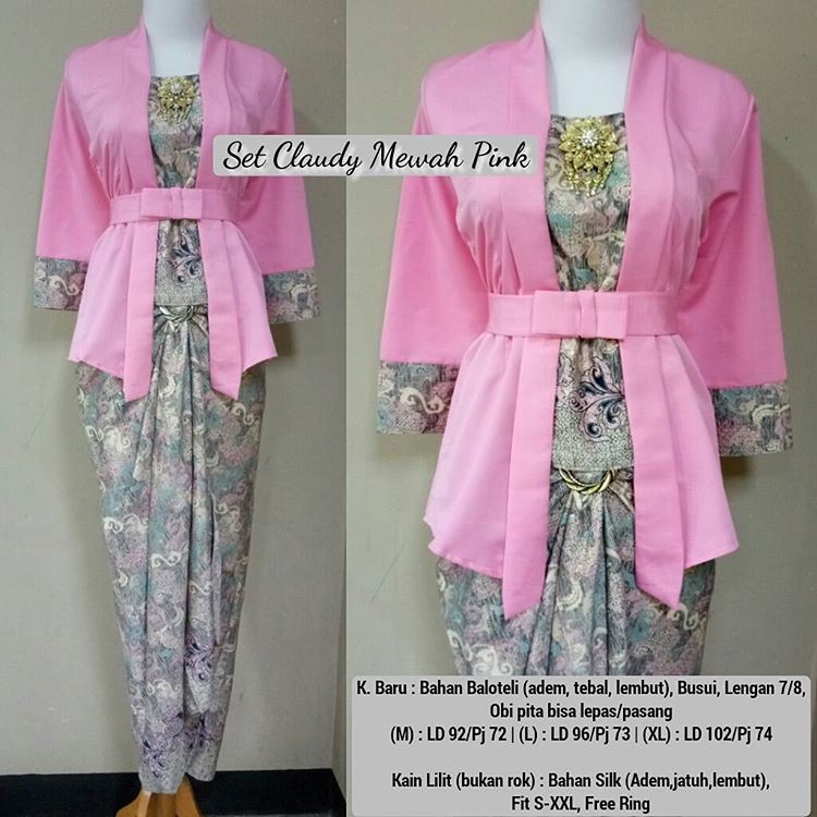 Kebaya Modern Setelan Combi / Elnira Mewah Pink