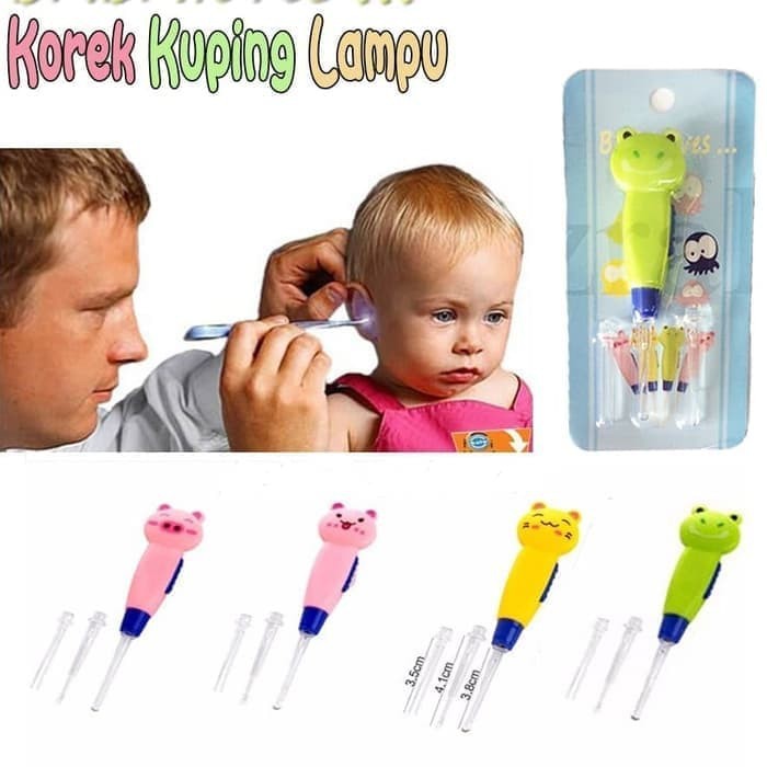 1 SET PEMBERSIH TELINGA ANAK - Korek Telinga Dengan Lampu LED Anak chn earpick ear