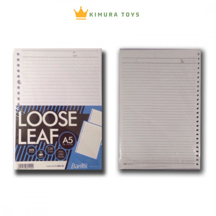 

Loose Leaf A5 Bantex 50 Sheets Garis