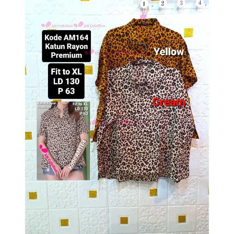 AM164 BLOUSE LENGAN PENDEK LD.130 cm. FIT TO XL. KATUN RAYON PREMIUM