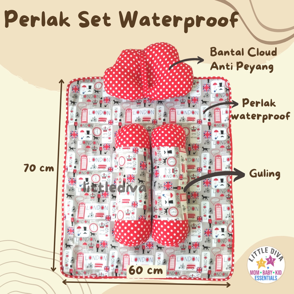 Perlak Set Waterproof Bayi akachan BANTAL CLOUD  atau KOTAK Guling Alas Perlak Guling PLCL kado lahiran