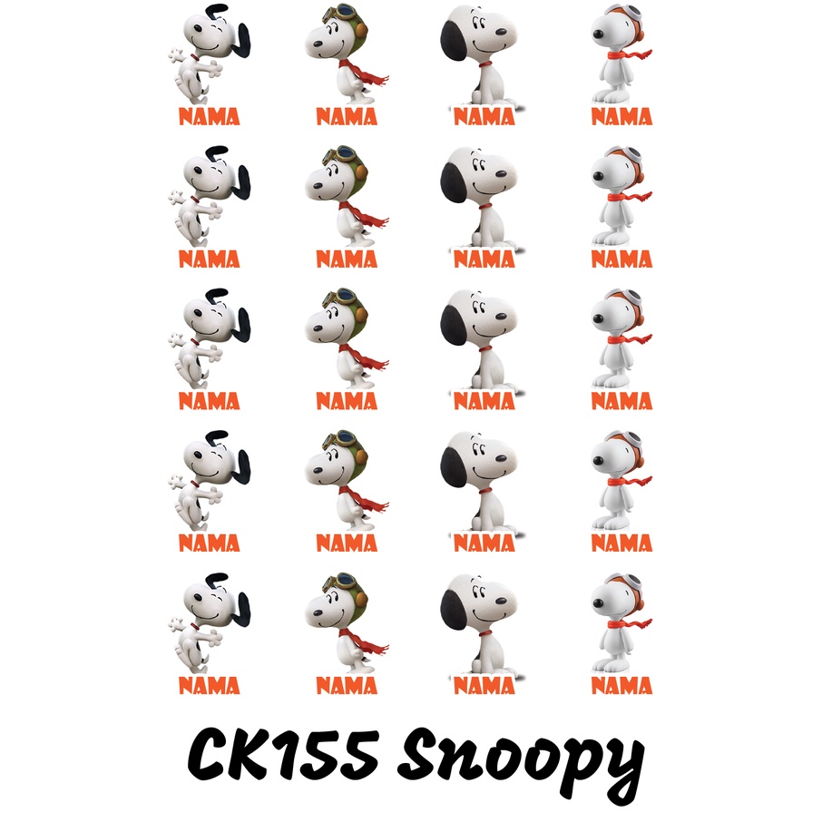 

Sticker Nama Cutting Label Waterproof Tahan Air Snoopy (CK155)