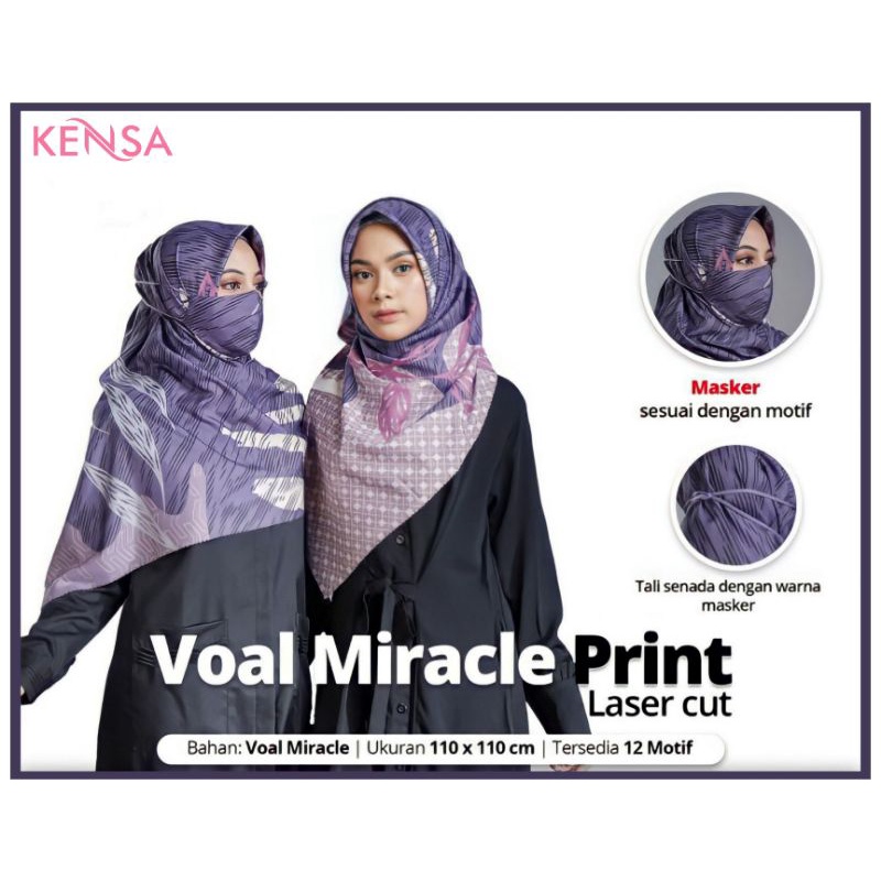 HIJAB SEGIEMPAT MOTIF VOAL MIRACLE MASKER PURPLE BURGUNDY COLLECTION