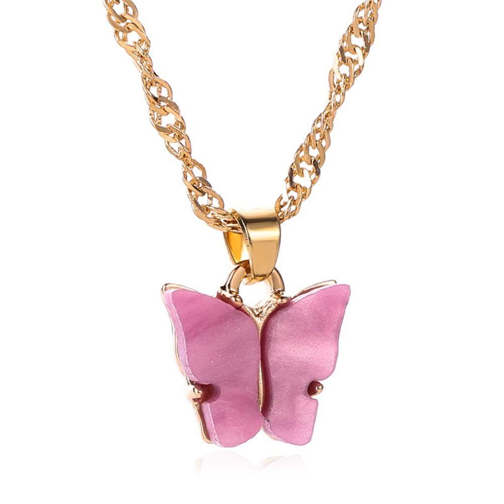 Kalung Kupu-Kupu Nanas Fashion Rantai Klavikula Geometris Liar Lucu Kawaii Pendant