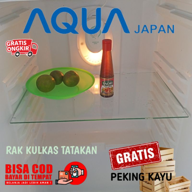 RAK TATAKAN KULKAS AQUA KACA BIASA TANPA LIST SEKAT KULKAS 1 PINTU DAN 2 PINTU