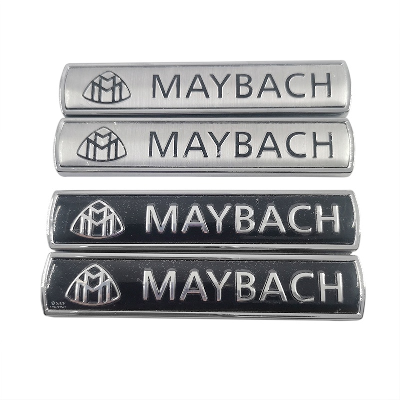 2pcs Stiker Emblem Logo Maybach Bahan Metal Untuk Bagasi Belakang Mobil