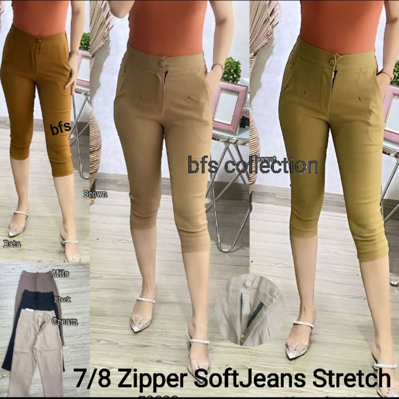 Celana Wanita 7/8 SoftJeans Stretch Import/ Model Zipper 9373