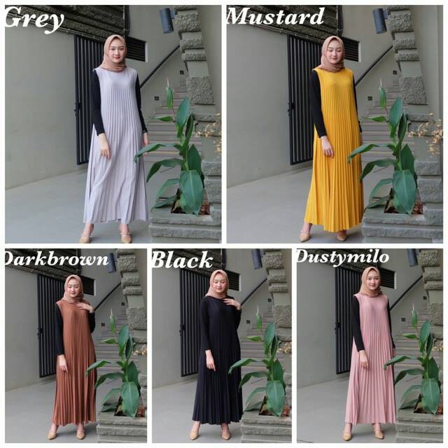 OUTER OVERALL LONGDRESS PLISKET / SLOOPY YOONA LONG DRESS PLISKET - overall polos plisket Trendyy!!