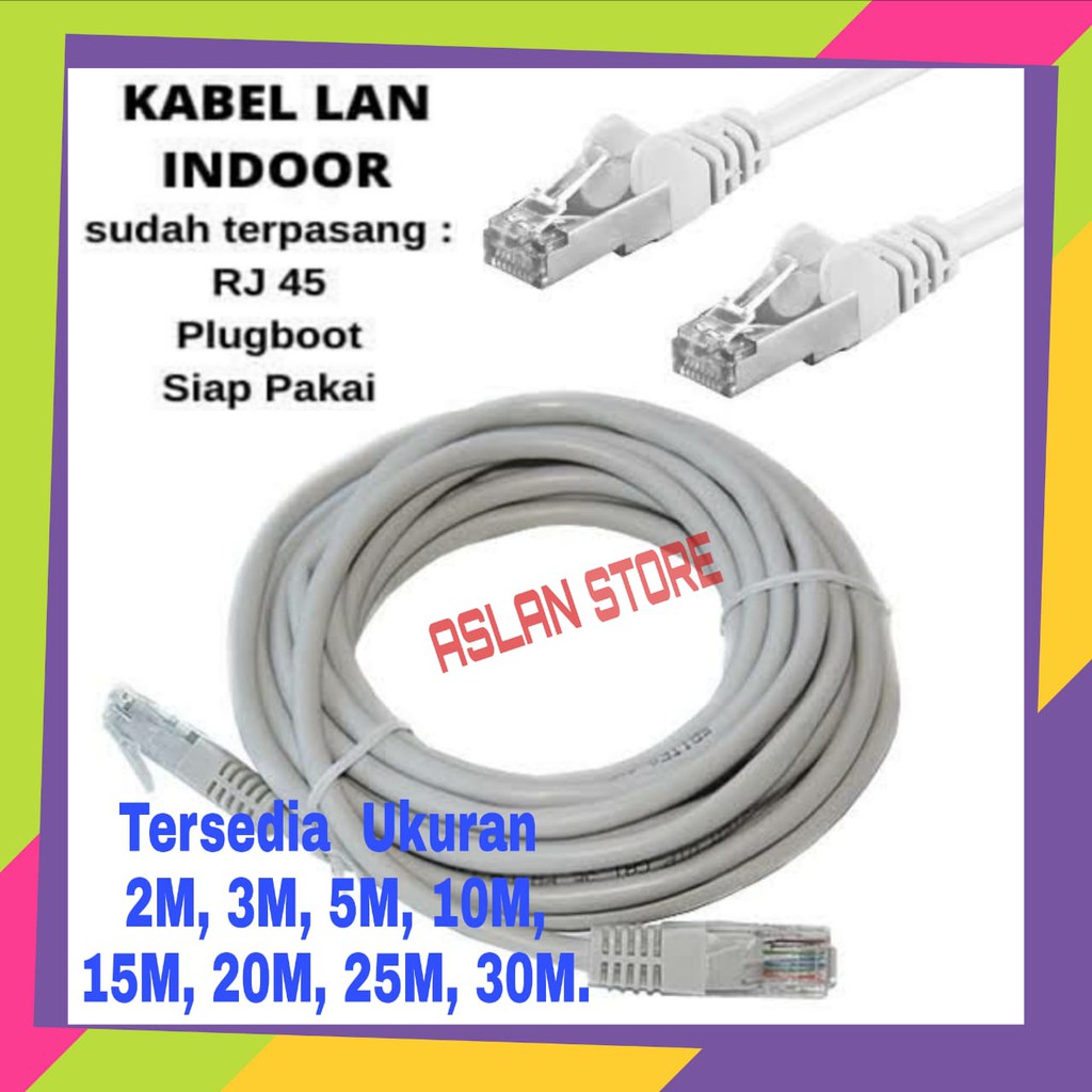 Kabel LAN UTP CAT5e 2M 3M 5M 10M 15M 20M 25M 30M Amp Commscope Kabel UTP sudah terpasang RJ45