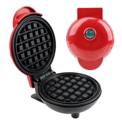 Double Waffle Pan Maker Persegi Panjang Cetakan Kue Waffel Pancake Croffle Teflon-Bentuk lingkaran