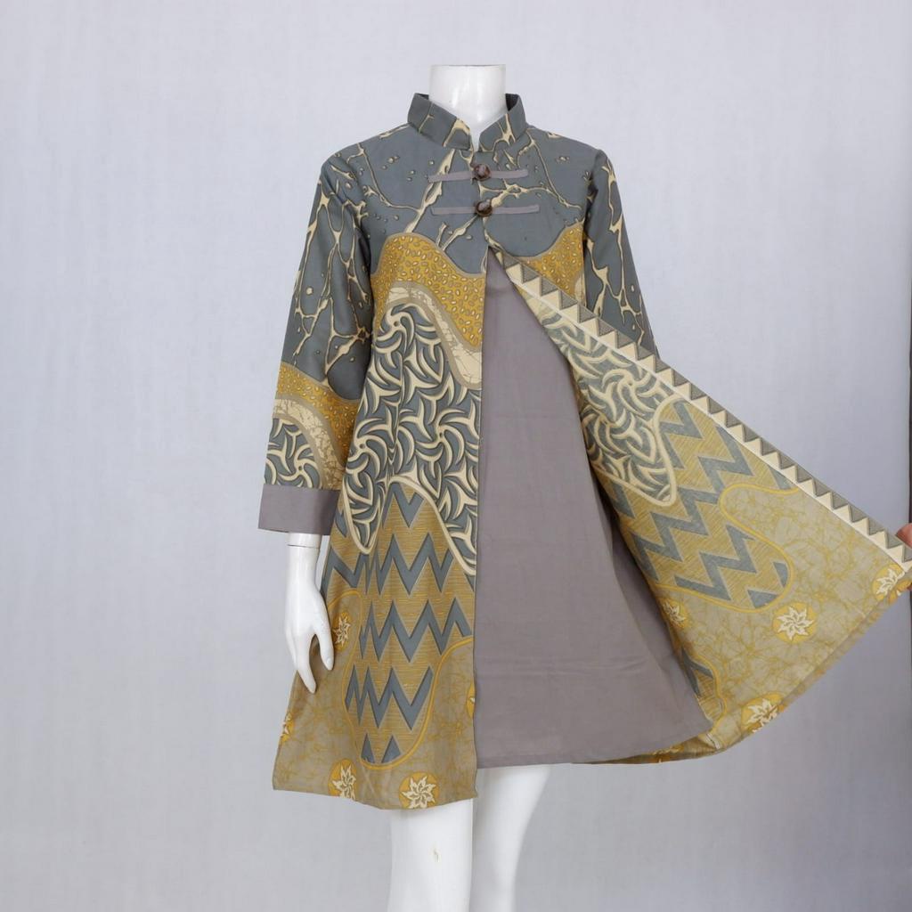 Tunik Batik Koin Madhani 03 | Dress Baju Kerja Batik