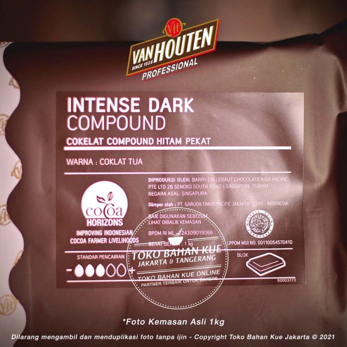 Siap Kirim Van Houten-Chocolate Compound Intense Dark 1Kg Cokelat Batang Coklat