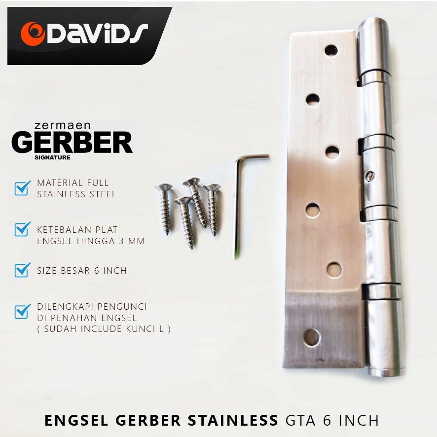 Engsel Pintu Jendela Rumah Tebal Kamar Mandi Kayu Esel Ensel Stainless Stenlis Gerber 6 Inch