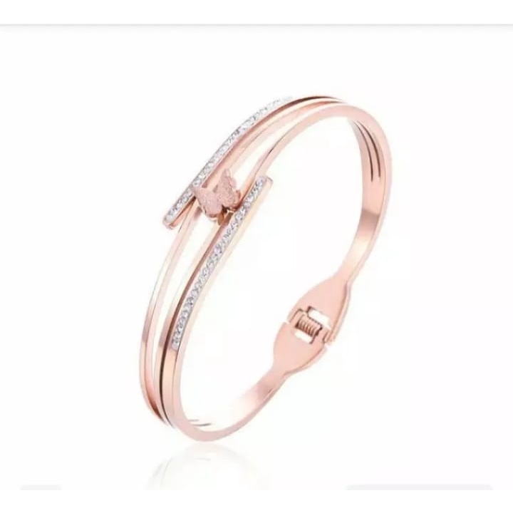 Gelang Mewah Korea Wanita Premium Titanium Berlian imitasi Bintang Berujung Lima Rumbai Bangle