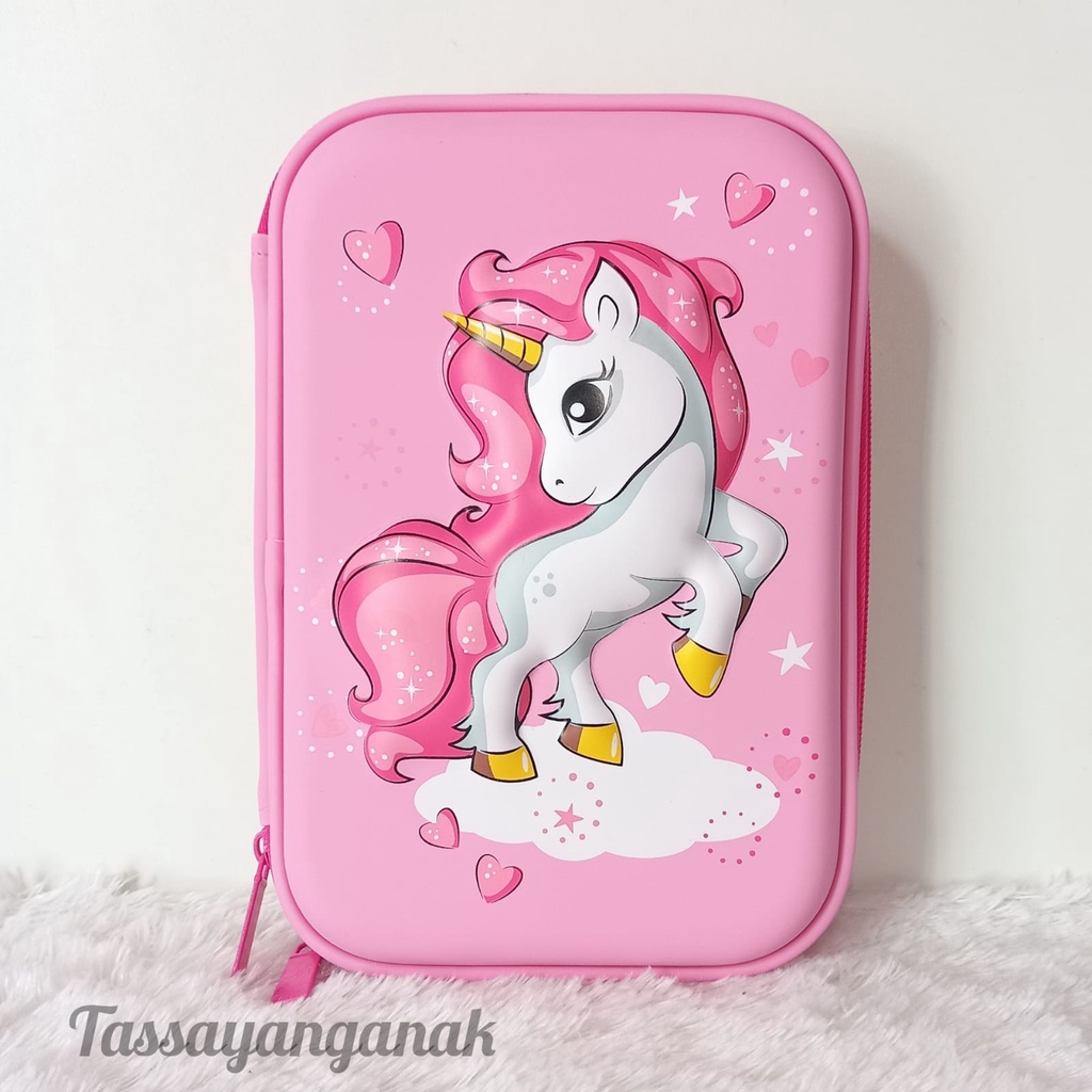 Tempat Pensil Unicorn Kotak Pensil Kuda Poni Tempat Pensil Motif Kartun Unicon 3d Bahan Eva