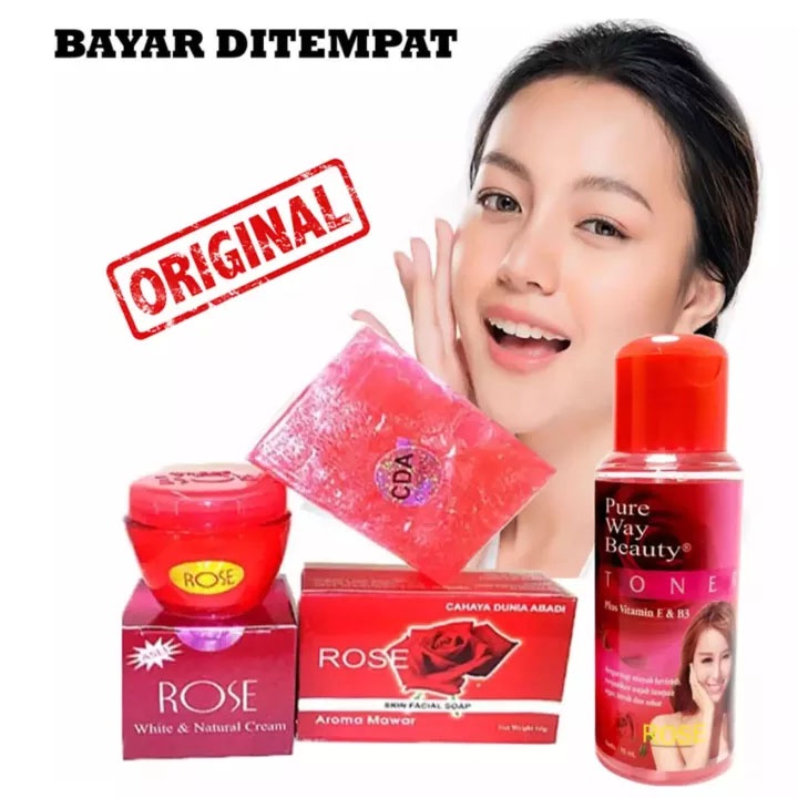 Paket Cream Rose + Sabun Wajah Plus Toner Original BPOM // Krim rose paket Pembersih dan Pencerah wajah glowing